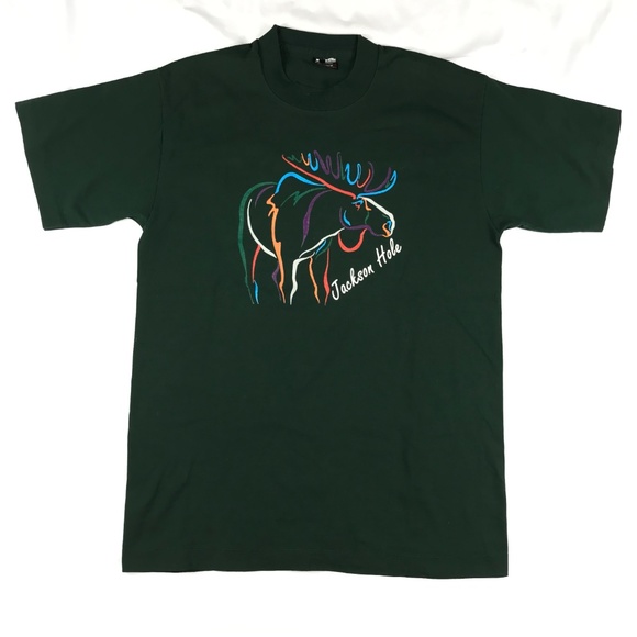 VTG Jackson Hole WY Mens Moose T Shirt - Picture 2 of 4